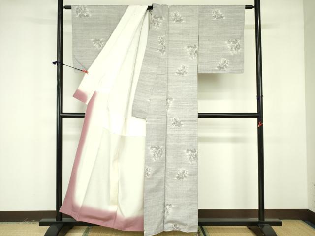 平和屋着物■上質な紬 草葉文 正絹 逸品 DABF3016op