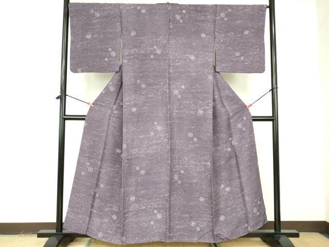 平和屋着物■上質な小紋 紬地 ろうけつ染 椿 正絹 逸品 DABF3018op