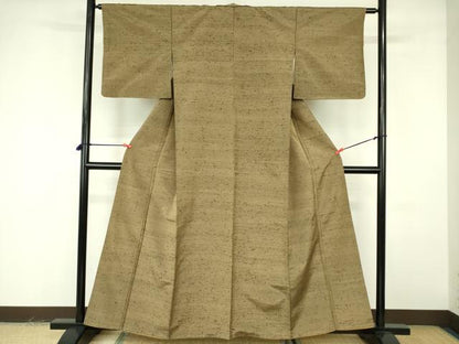 平和屋着物■上質な紬 色無地 油色 正絹 逸品 未使用 DABF3020op