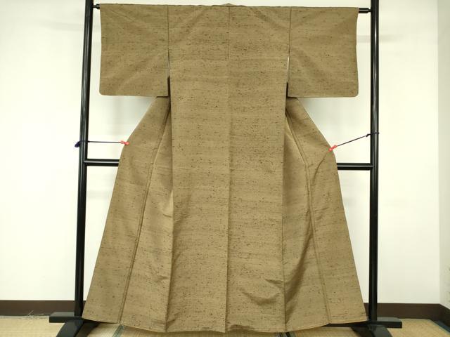平和屋着物■上質な紬 色無地 油色 正絹 逸品 未使用 DABF3020op