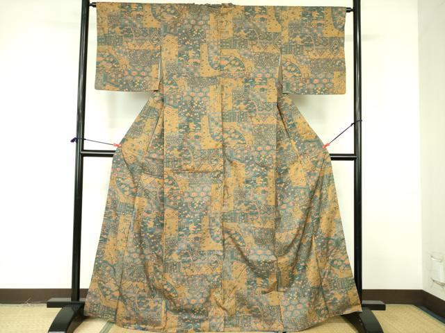 平和屋着物■本場染大島紬 草花 正絹 逸品 DABF3023op