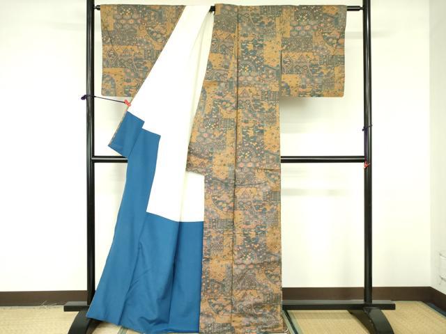 平和屋着物■本場染大島紬 草花 正絹 逸品 DABF3023op