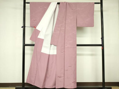 平和屋着物■小紋 地紋起こし 笹の葉雲文 洗える着物 DABF3035op