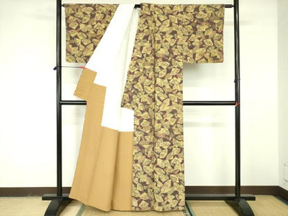 平和屋着物■上質な小紋 紬地 扇面花文 正絹 逸品 DABF3042op