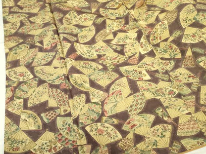 平和屋着物■上質な小紋 紬地 扇面花文 正絹 逸品 DABF3042op