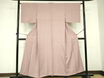 平和屋着物■上質な色無地 霞地紋 薄柿色 正絹 逸品 DABF3043op