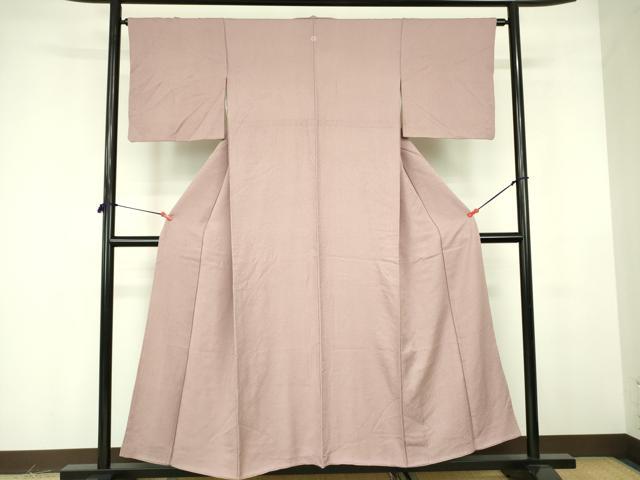 平和屋着物■上質な色無地 霞地紋 薄柿色 正絹 逸品 DABF3043op