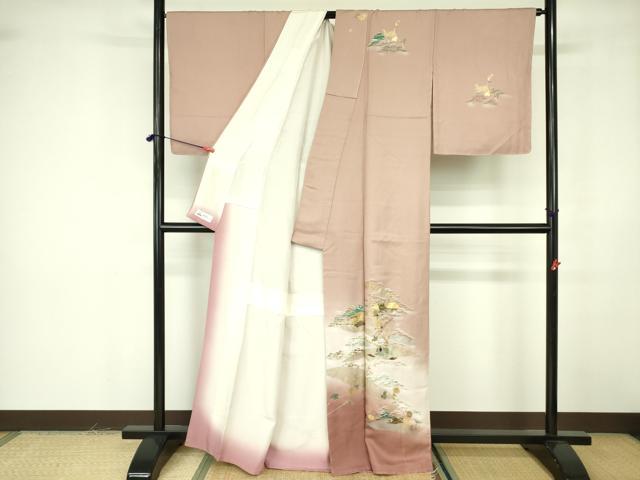 平和屋着物■訪問着 風景花文 暈し染め 金彩 やまと誂製 正絹 逸品 未使用 DABF3046op