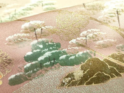 平和屋着物■訪問着 風景花文 暈し染め 金彩 やまと誂製 正絹 逸品 未使用 DABF3046op