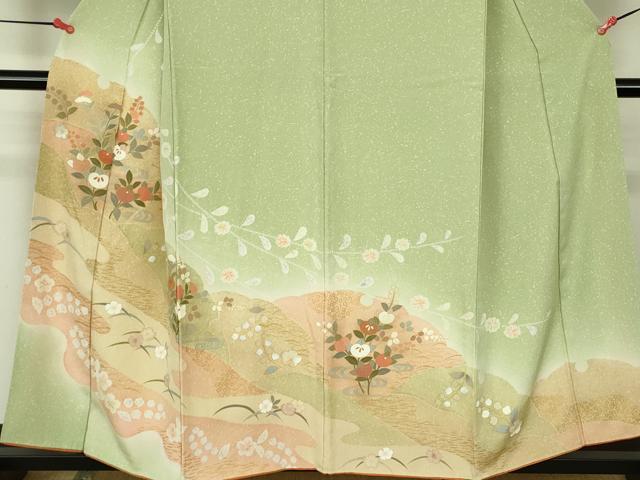 平和屋着物■訪問着　草花文　暈し染め　金彩　正絹　逸品　DABF3047op