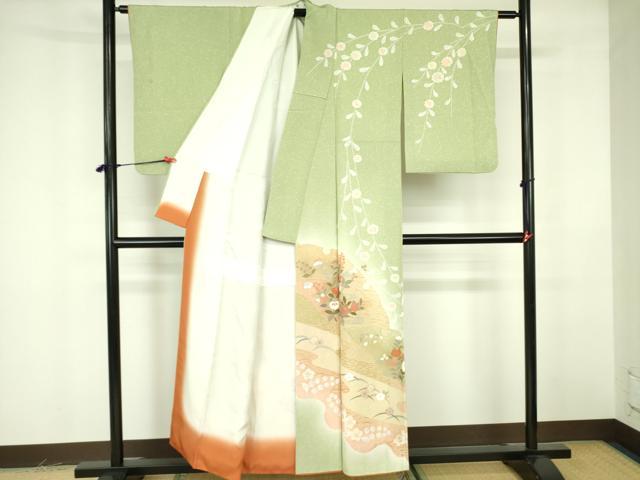 平和屋着物■訪問着　草花文　暈し染め　金彩　正絹　逸品　DABF3047op