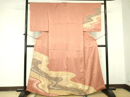 平和屋着物■訪問着　流水花文　金彩　正絹　逸品　DABF3048op