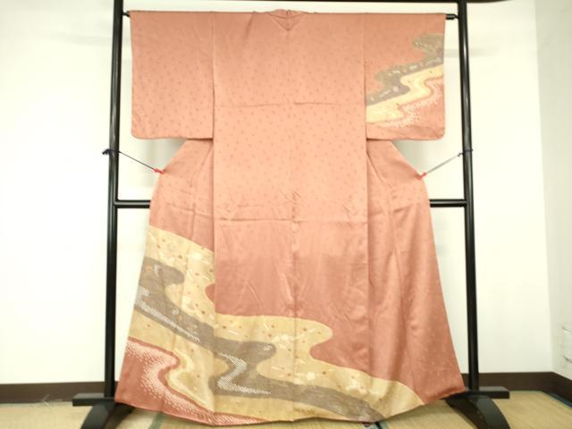 平和屋着物■訪問着　流水花文　金彩　正絹　逸品　DABF3048op