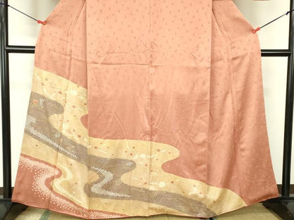 平和屋着物■訪問着　流水花文　金彩　正絹　逸品　DABF3048op