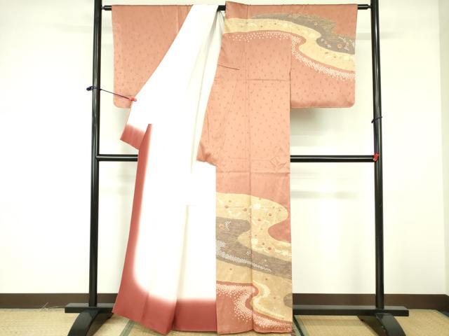 平和屋着物■訪問着　流水花文　金彩　正絹　逸品　DABF3048op