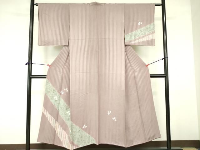 平和屋着物■訪問着　草葉文　萩　金糸　正絹　逸品　DABF3049op