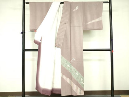 平和屋着物■訪問着　草葉文　萩　金糸　正絹　逸品　DABF3049op