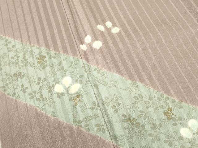 平和屋着物■訪問着　草葉文　萩　金糸　正絹　逸品　DABF3049op