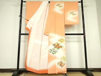 平和屋着物■訪問着 流水草花文 暈し染め 金彩 正絹 逸品 DABF3051op