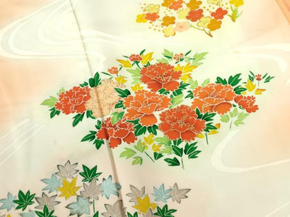 平和屋着物■訪問着 流水草花文 暈し染め 金彩 正絹 逸品 DABF3051op