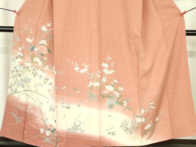 平和屋着物□訪問着 友禅 草花文 暈し染め 正絹 逸品 DABF3061op