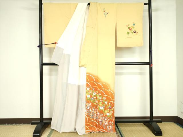 平和屋着物■訪問着　草花文　暈し染め　正絹　逸品　DABF3064op
