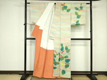平和屋着物■訪問着　南天文　正絹　逸品　DABF3066op
