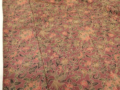 平和屋着物■上質な小紋 型染 更紗花鳥文 鬼しぼ縮緬 正絹 逸品 DABF3073op