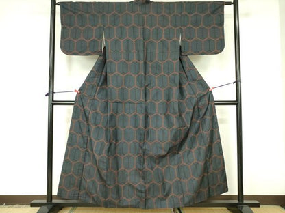 平和屋着物■本場大島紬　7マルキ　亀甲柄　正絹　逸品　DABF3076op