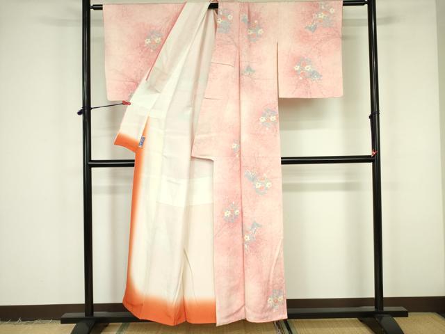 平和屋着物■上質な小紋　草花文　暈し染め　金彩　正絹　逸品　DABF3077op