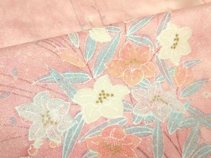 平和屋着物■上質な小紋　草花文　暈し染め　金彩　正絹　逸品　DABF3077op