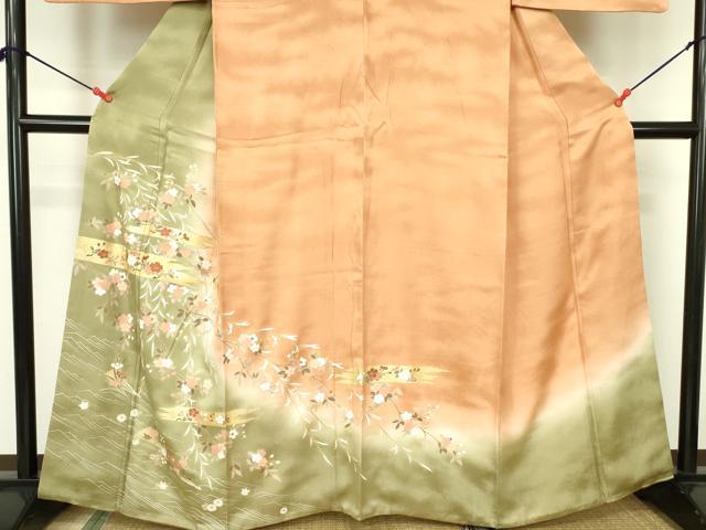 平和屋着物■訪問着　刺繍　枝桜　暈し染め　金彩　鈴乃屋扱い　正絹　逸品　DABF3081op
