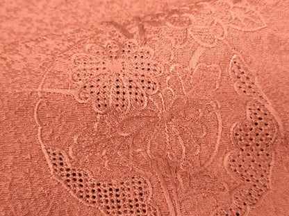 平和屋着物■中国三大刺繍　スワトウ刺繍　汕頭刺繍　総刺繍　無地絵羽訪問着　草花文　洗朱色　正絹　逸品　DABF3082op
