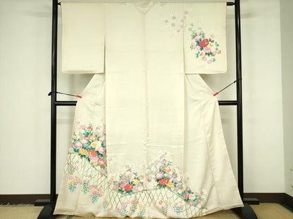 平和屋着物■訪問着　友禅　草花文　正絹　逸品　DABF3086op