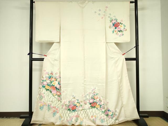平和屋着物■訪問着　友禅　草花文　正絹　逸品　DABF3086op