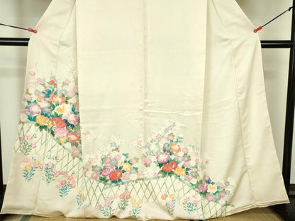 平和屋着物■訪問着　友禅　草花文　正絹　逸品　DABF3086op