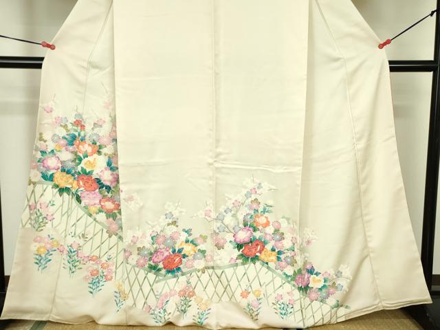 平和屋着物■訪問着　友禅　草花文　正絹　逸品　DABF3086op