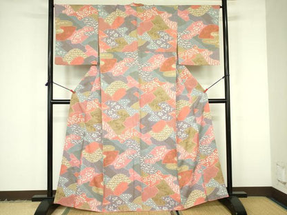 平和屋着物■上質な小紋　抽象花文　金彩　正絹　逸品　DABF3087op