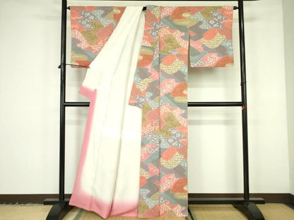平和屋着物■上質な小紋　抽象花文　金彩　正絹　逸品　DABF3087op