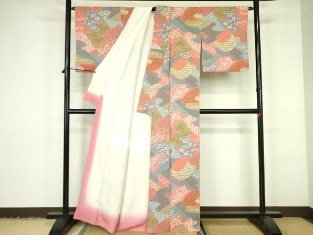 平和屋着物■上質な小紋　抽象花文　金彩　正絹　逸品　DABF3087op