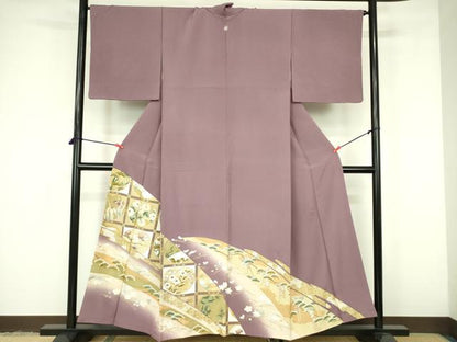 平和屋着物■豪華色留袖　駒刺繍　草花松文　暈し染め　金彩　正絹　逸品　DABF3089op