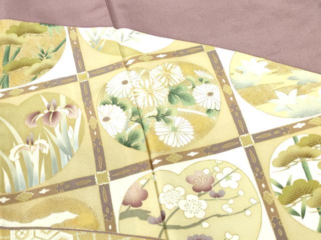 平和屋着物■豪華色留袖　駒刺繍　草花松文　暈し染め　金彩　正絹　逸品　DABF3089op