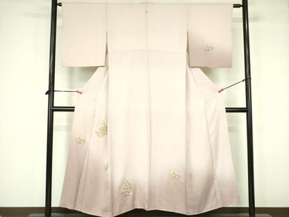 平和屋着物■訪問着　刺繍　草花文　暈し染め　正絹　逸品　DABF3092op