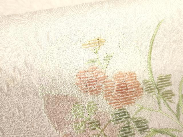 平和屋着物■訪問着　刺繍　草花文　暈し染め　正絹　逸品　DABF3092op