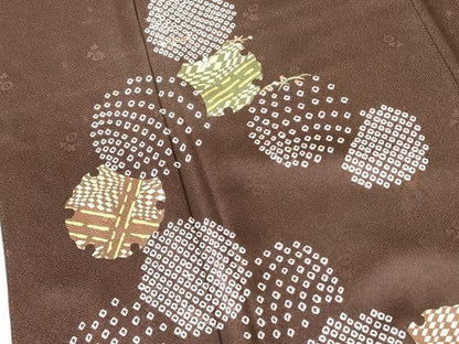 平和屋着物■訪問着　刺繍　絞り　雪輪花文　金彩　正絹　逸品　DABF3095op