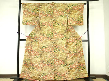 平和屋着物■上質な小紋　雲取り地紙花文　正絹　逸品　DABF3097op