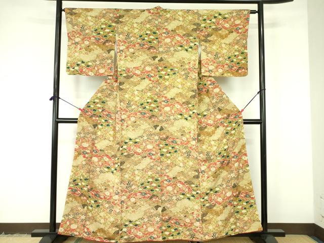平和屋着物■上質な小紋　雲取り地紙花文　正絹　逸品　DABF3097op