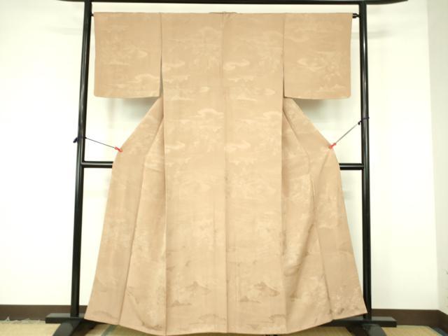 平和屋着物■上質な色無地　風景花地紋　伽羅色　正絹　逸品　DABF3099op