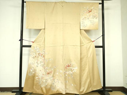 平和屋着物■訪問着　扇面花文　暈し染め　金銀彩　正絹　逸品　DABF3100op
