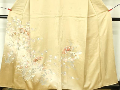 平和屋着物■訪問着　扇面花文　暈し染め　金銀彩　正絹　逸品　DABF3100op